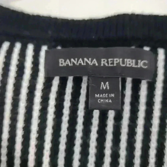 Banana Republic Black White Boxy Sweater Wool Blend Size M - Picture 5 of 7